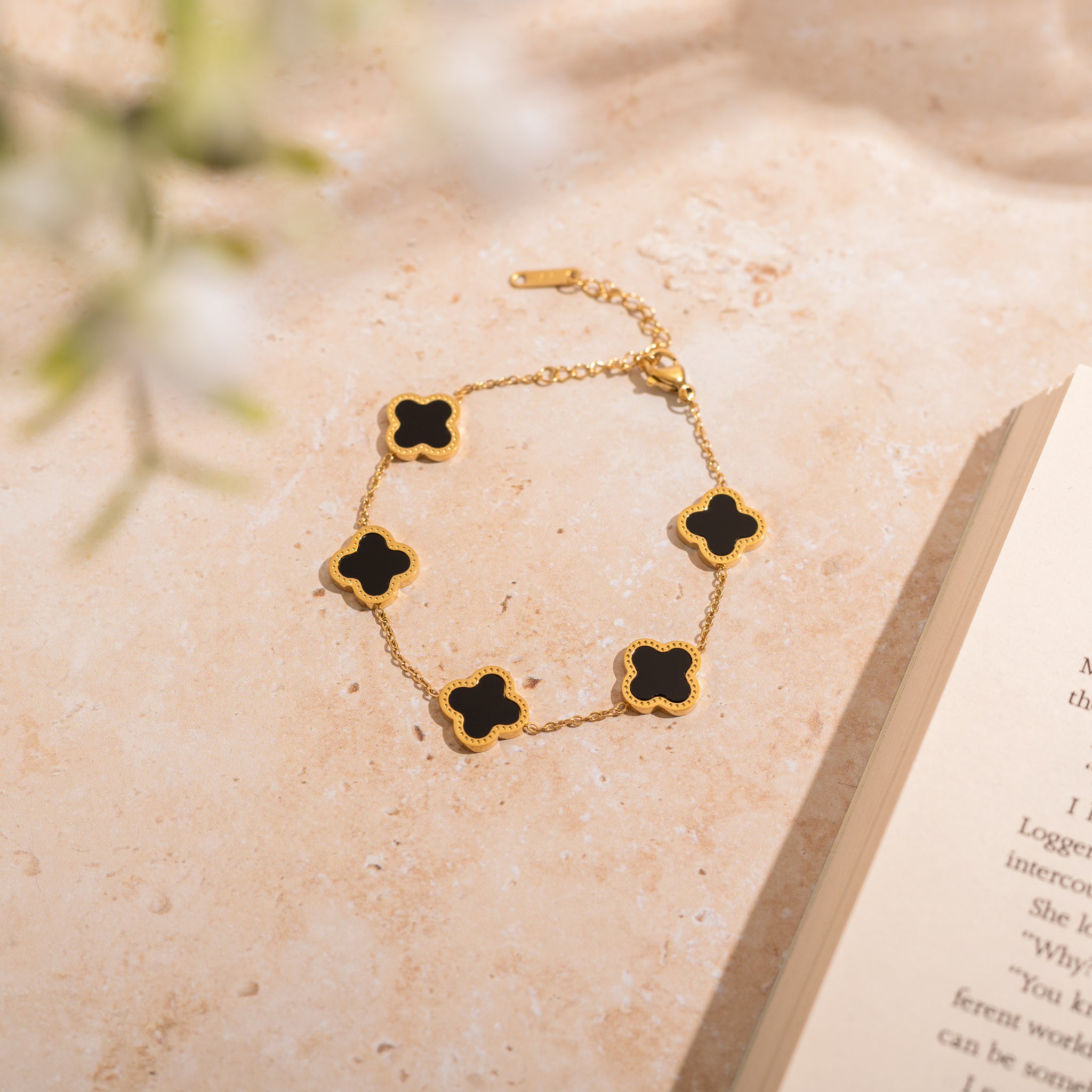 Black Four Leaf Clover Bracelet