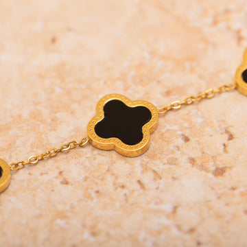 Black Four Leaf Clover Necklace