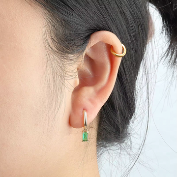 Natural Emerald Hoop Earrings