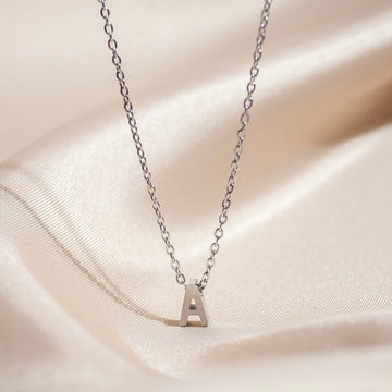 Initial Pendant Letter Necklace in Silver