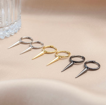 Sterling Silver Spike Dagger Hoop Earrings