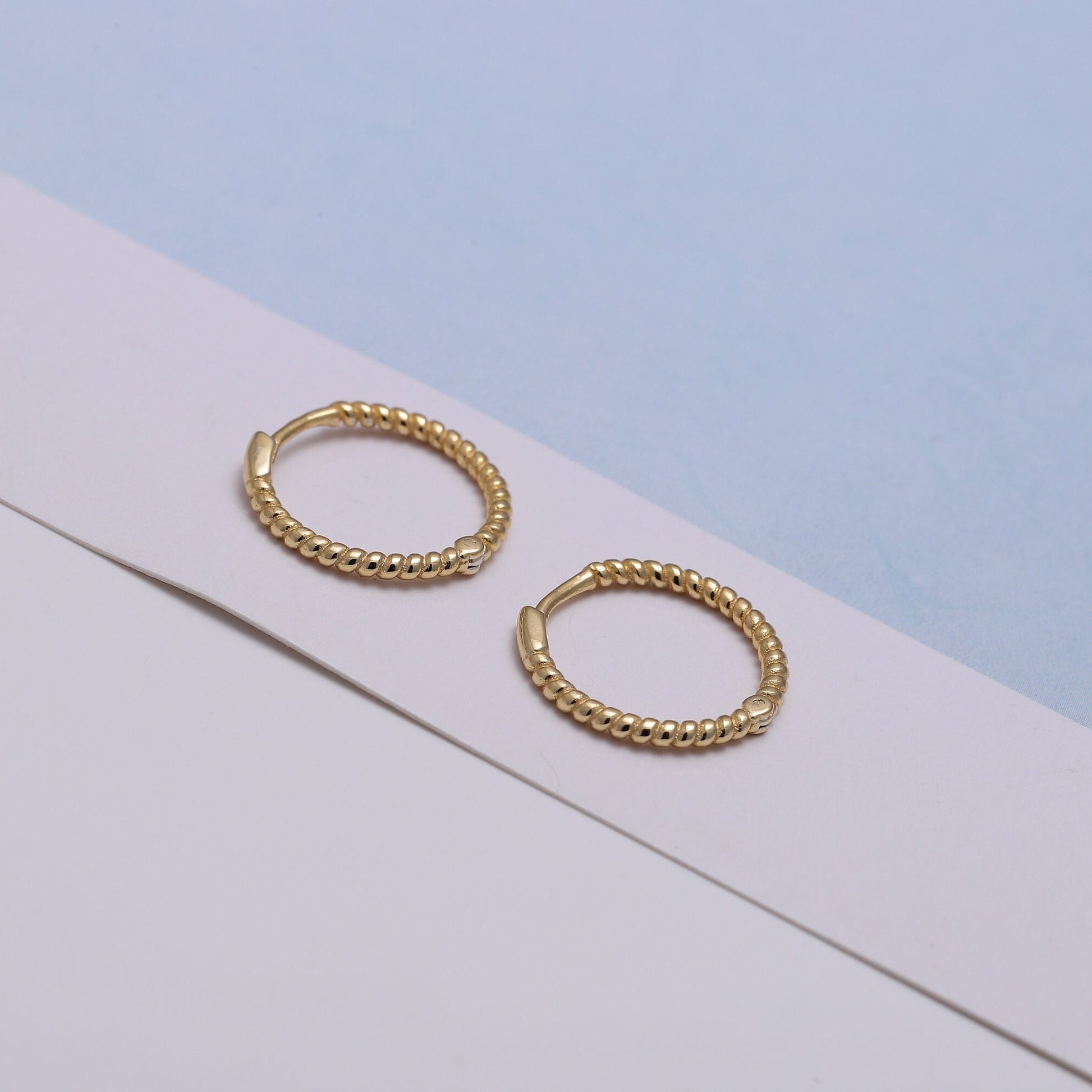 Gold Beaded Huggie Hoop Earrings, Sterling Silver 2 Piece Huggie Hoop Earrings, Dainty Minimalist Jewellery