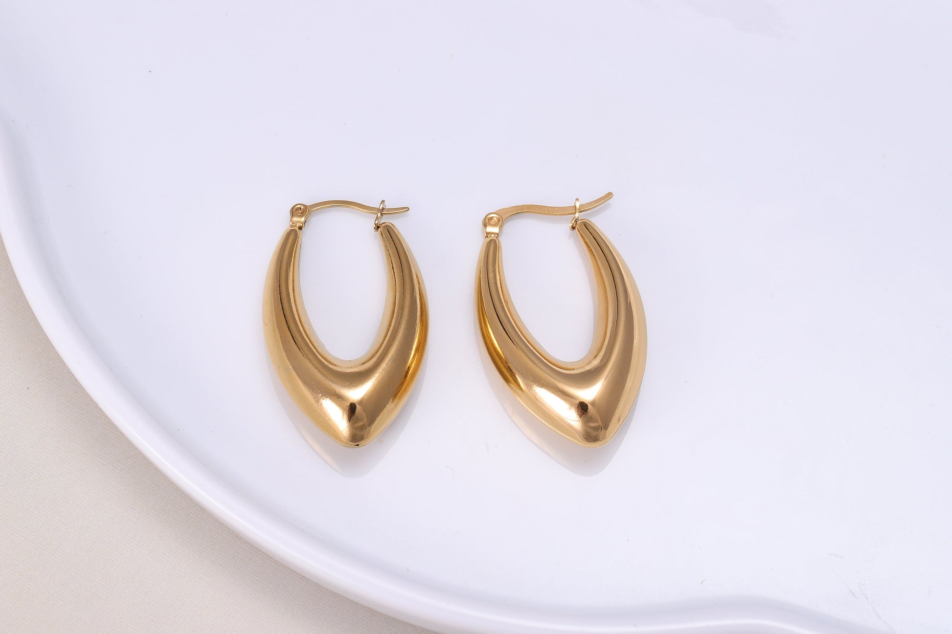 Large Oval Shaped Gold Hoop Earrings, Thick Gold Hoop Earrings, Luxury Earrings, Statement Earrings, Gift For Her