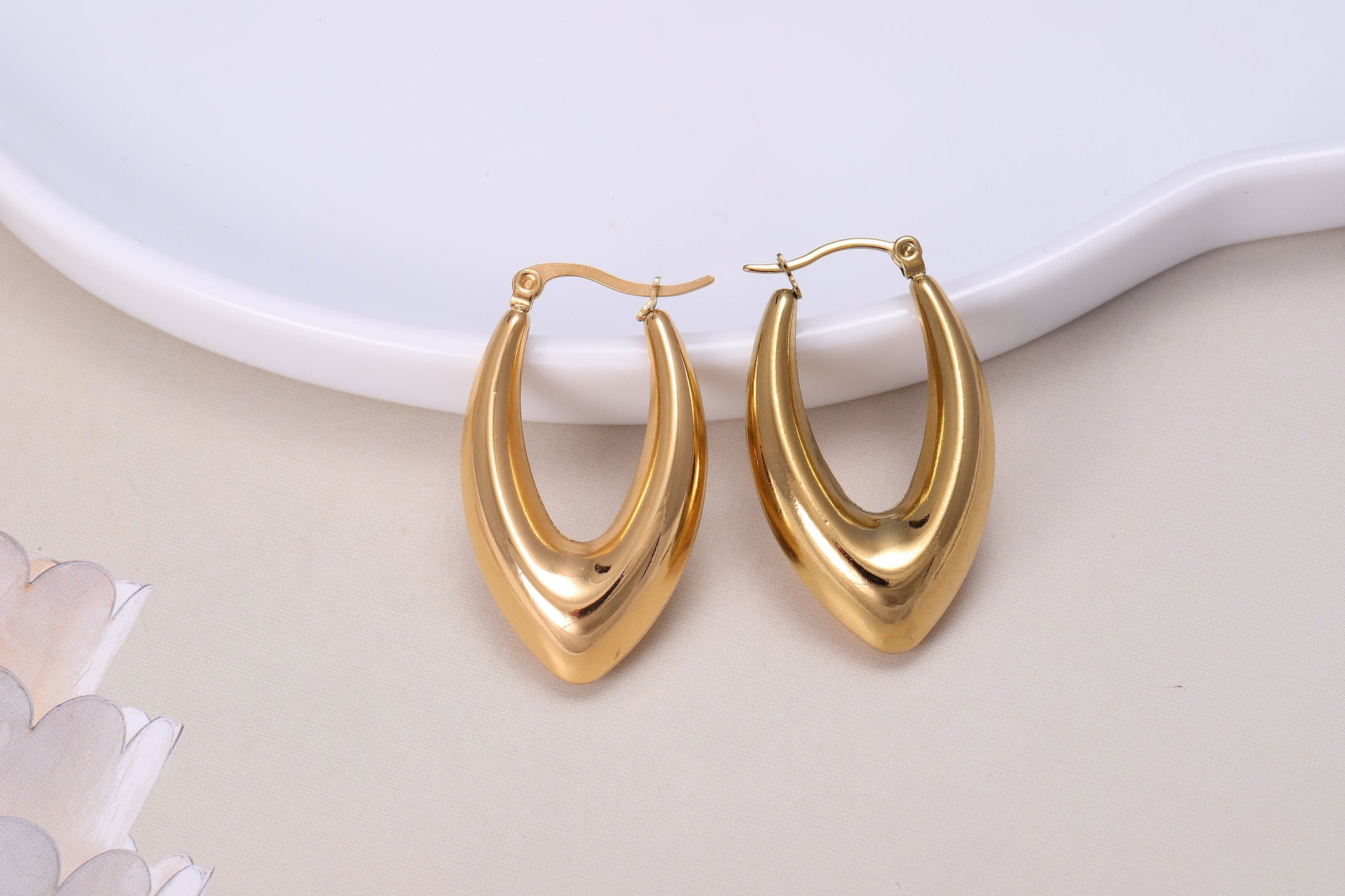 Large Oval Shaped Gold Hoop Earrings, Thick Gold Hoop Earrings, Luxury Earrings, Statement Earrings, Gift For Her