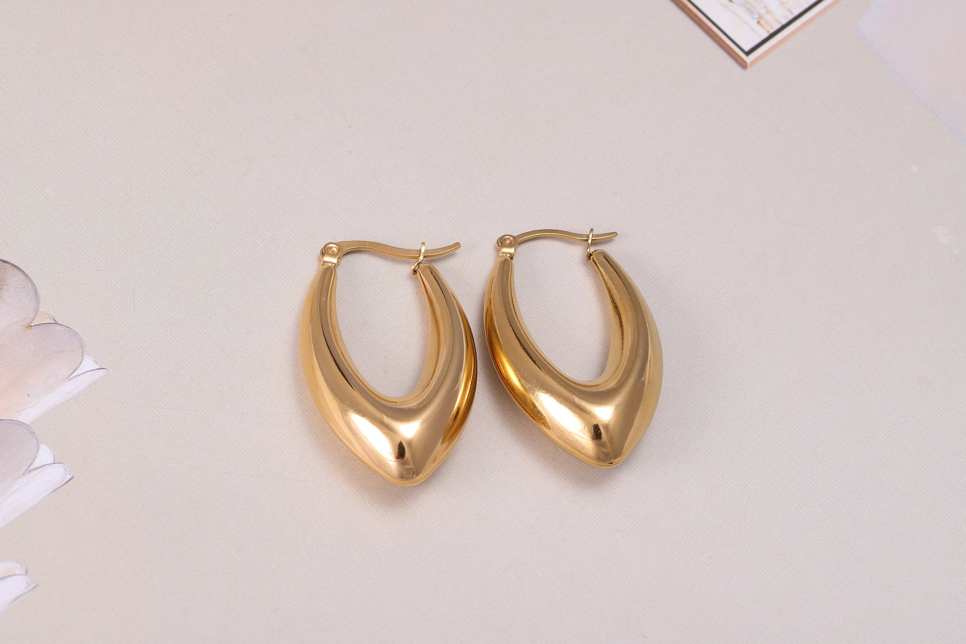 Large Oval Shaped Gold Hoop Earrings, Thick Gold Hoop Earrings, Luxury Earrings, Statement Earrings, Gift For Her