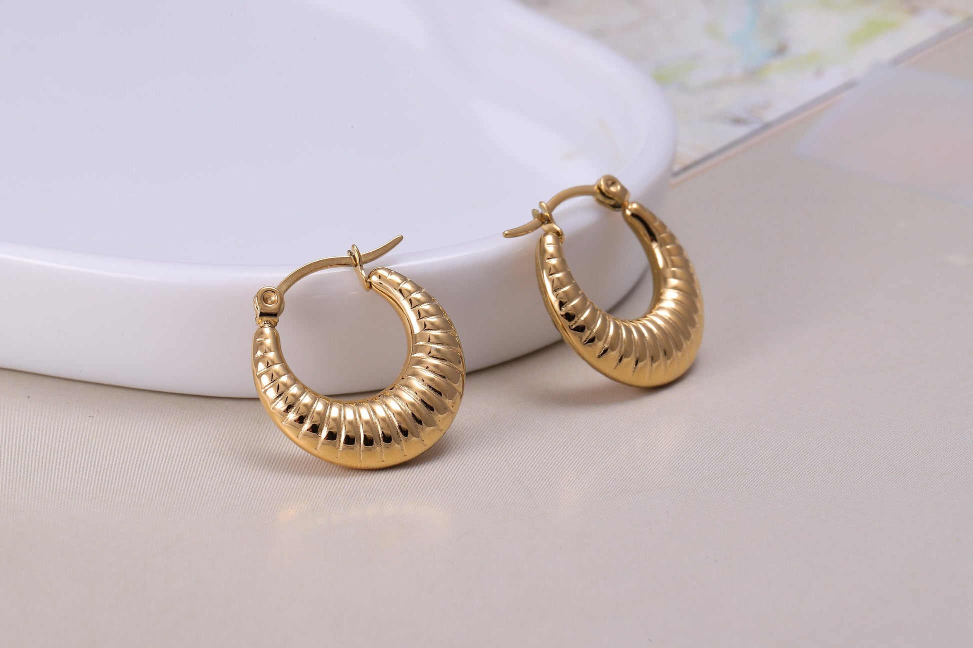 Woven Gold Hoop Earrings, Thick Gold Hoop Earrings, Luxury Earrings, Statement Earrings, Wedding Jewellery, Girlfriend Gift