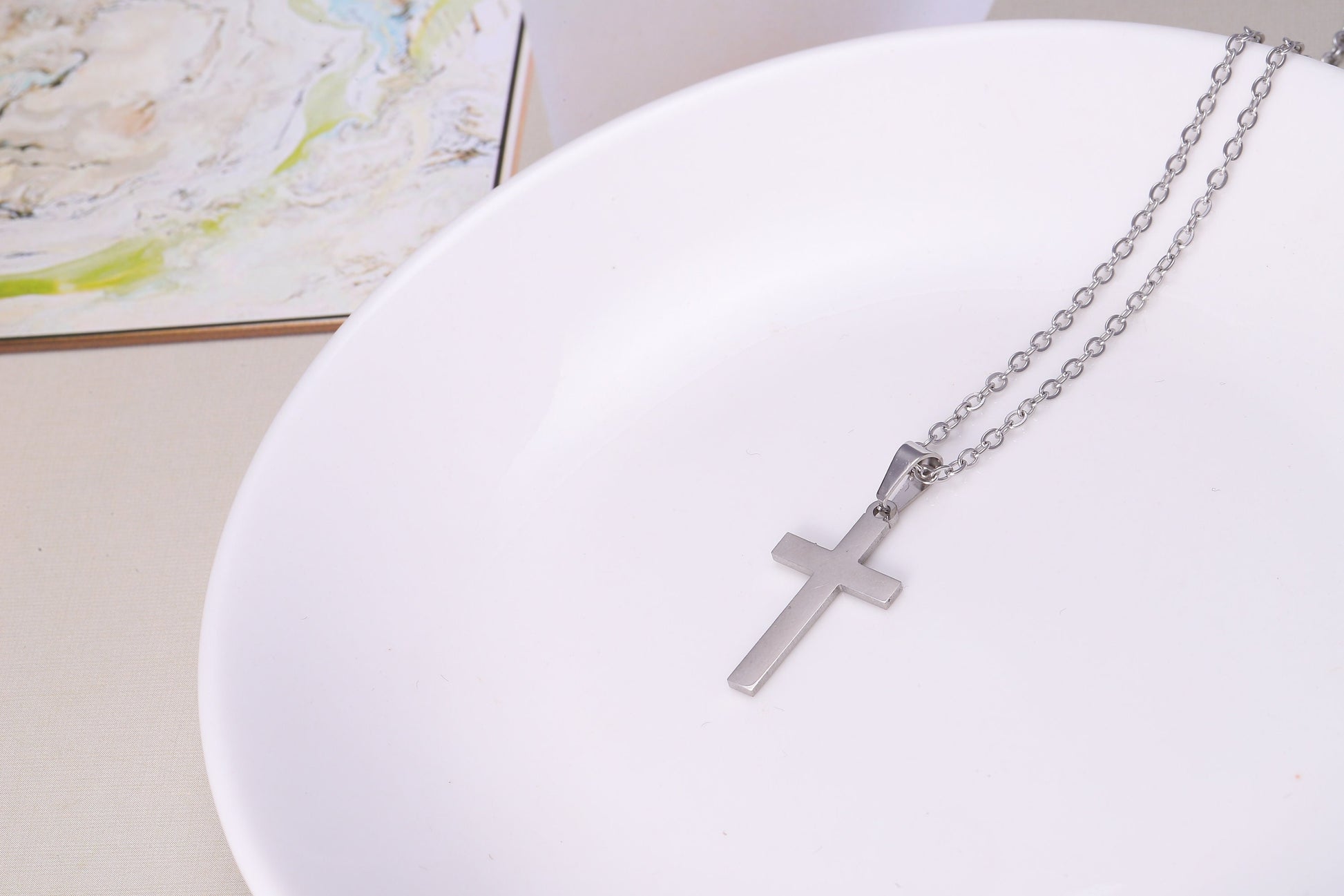 Dainty Golden Cross Pendant Necklace, Minimalist Cross Necklace, Religious Jewellery, Gift For Her