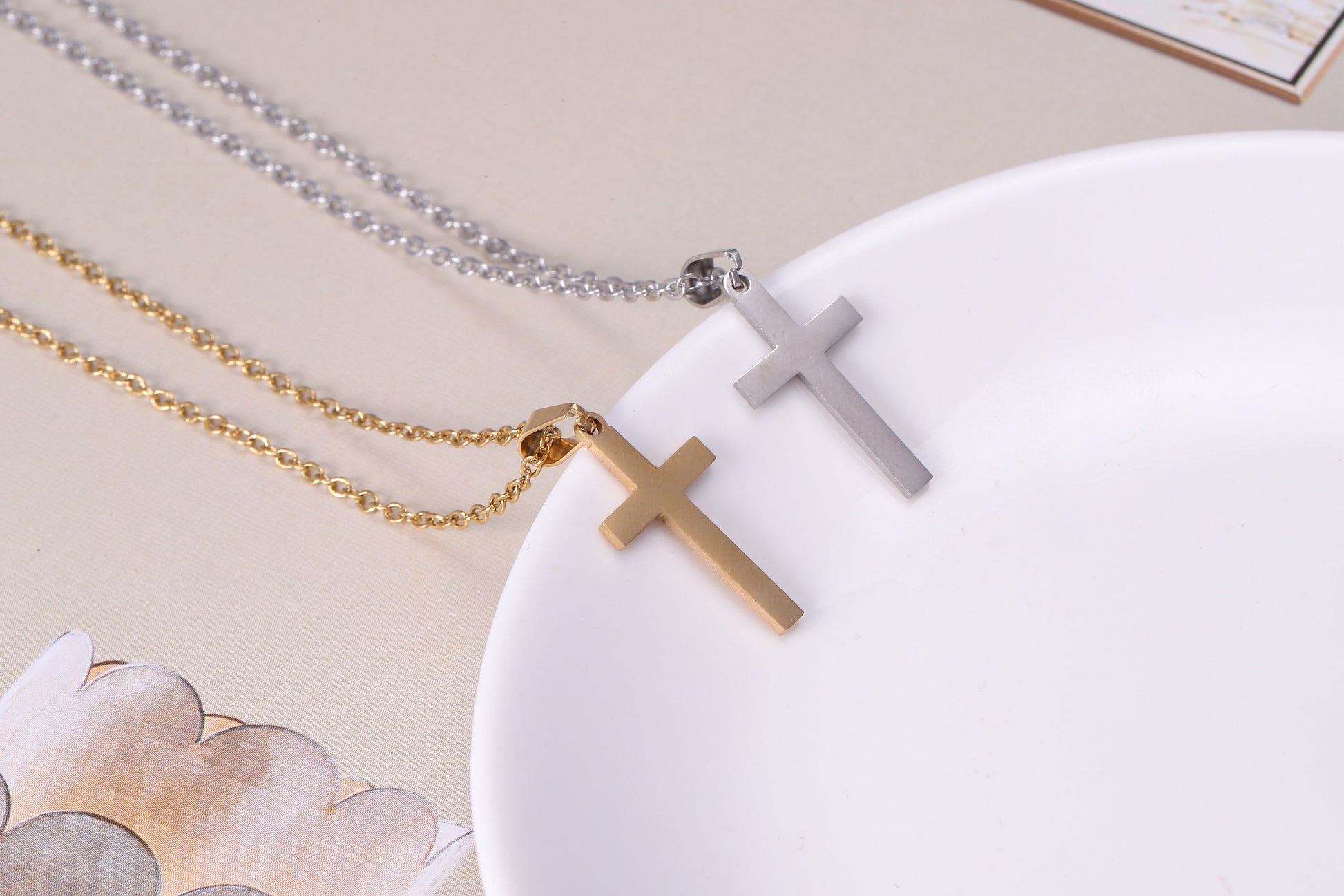 Dainty Golden Cross Pendant Necklace, Minimalist Cross Necklace, Religious Jewellery, Gift For Her