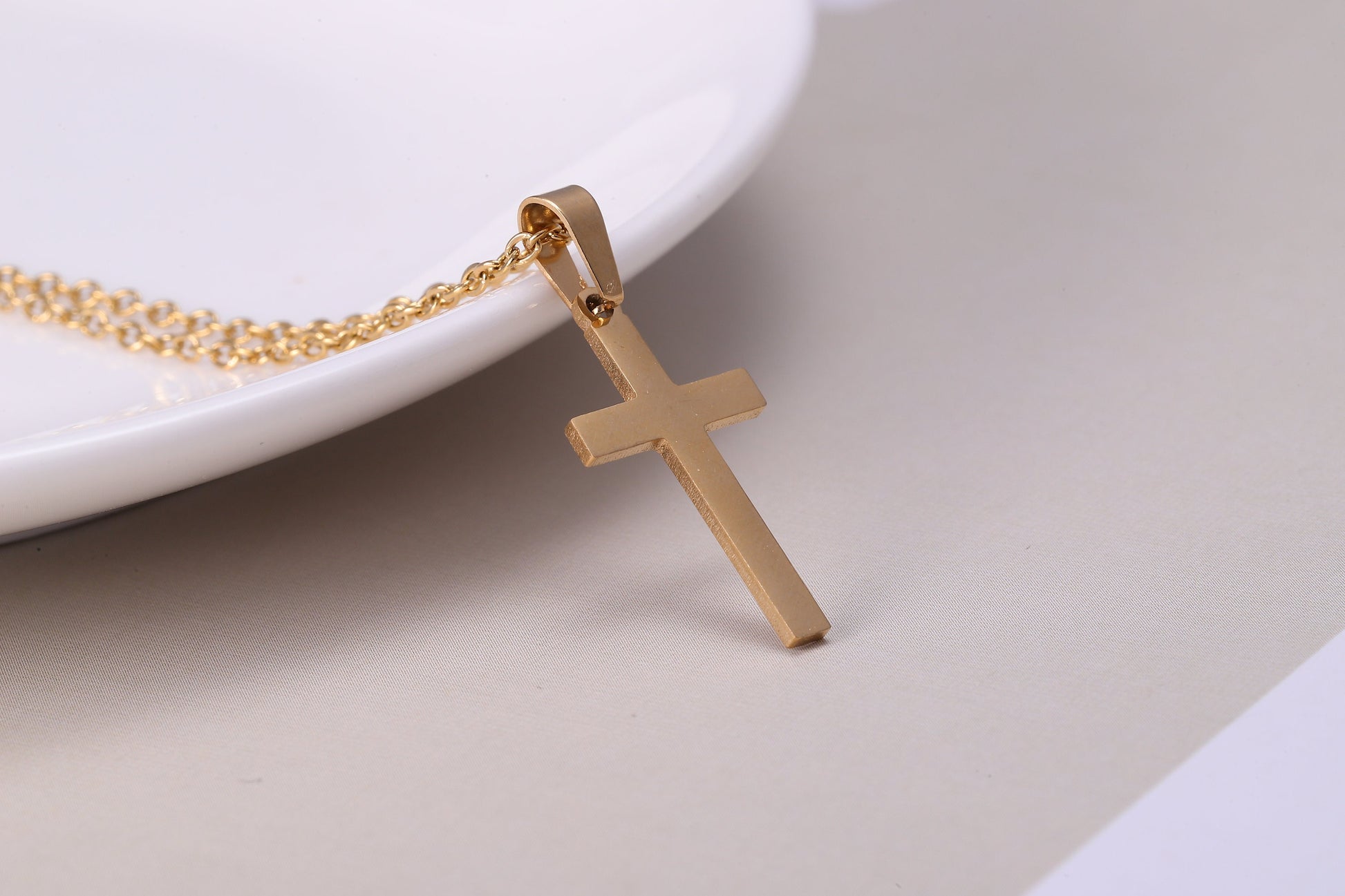 Dainty Golden Cross Pendant Necklace, Minimalist Cross Necklace, Religious Jewellery, Gift For Her