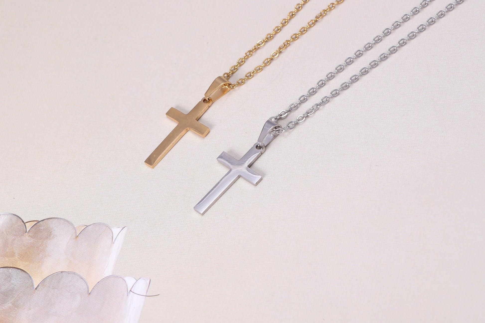 Dainty Golden Cross Pendant Necklace, Minimalist Cross Necklace, Religious Jewellery, Gift For Her