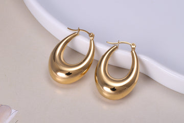 Chunky Oval Shaped Hoop Earrings