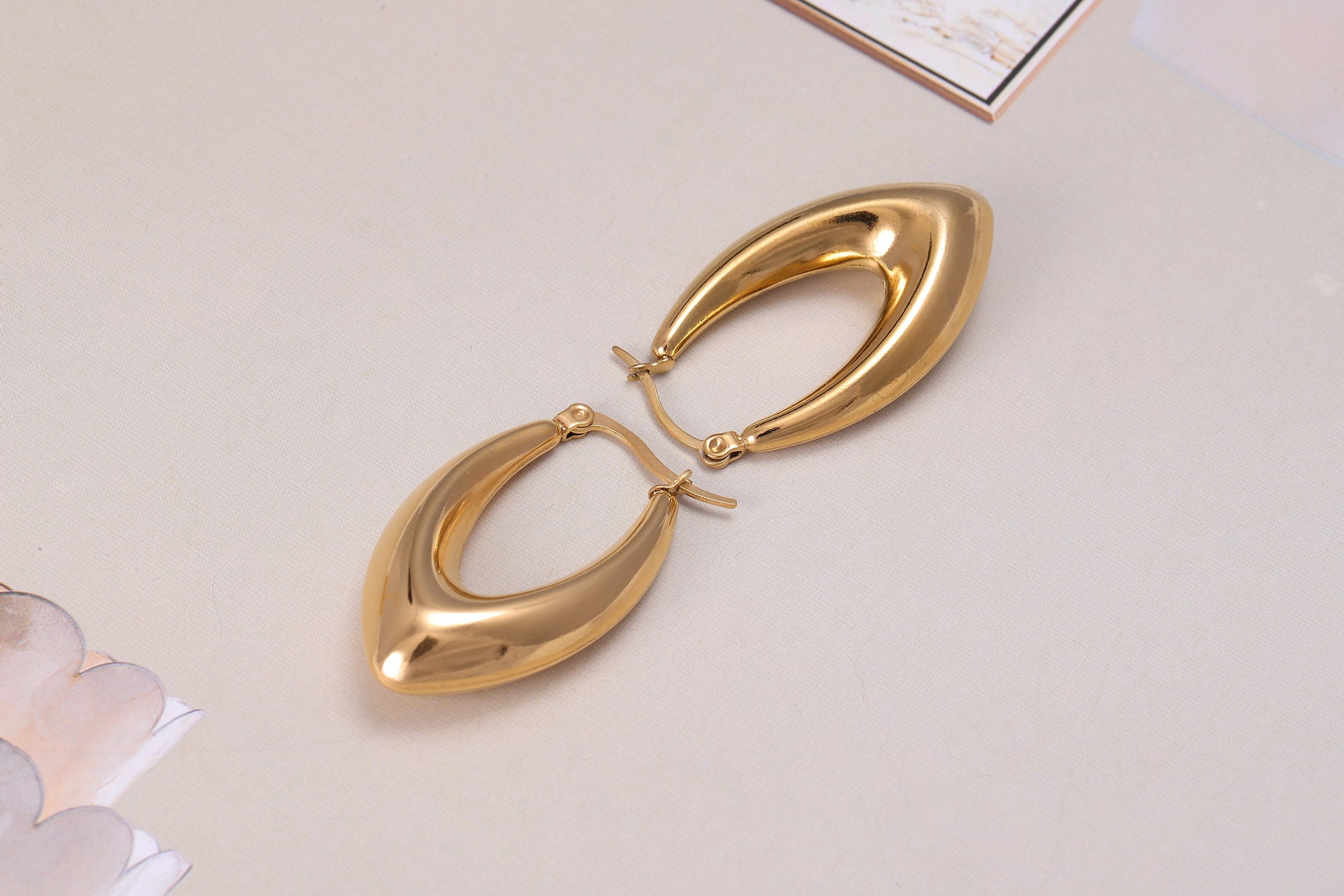 Large Oval Shaped Gold Hoop Earrings, Thick Gold Hoop Earrings, Luxury Earrings, Statement Earrings, Gift For Her