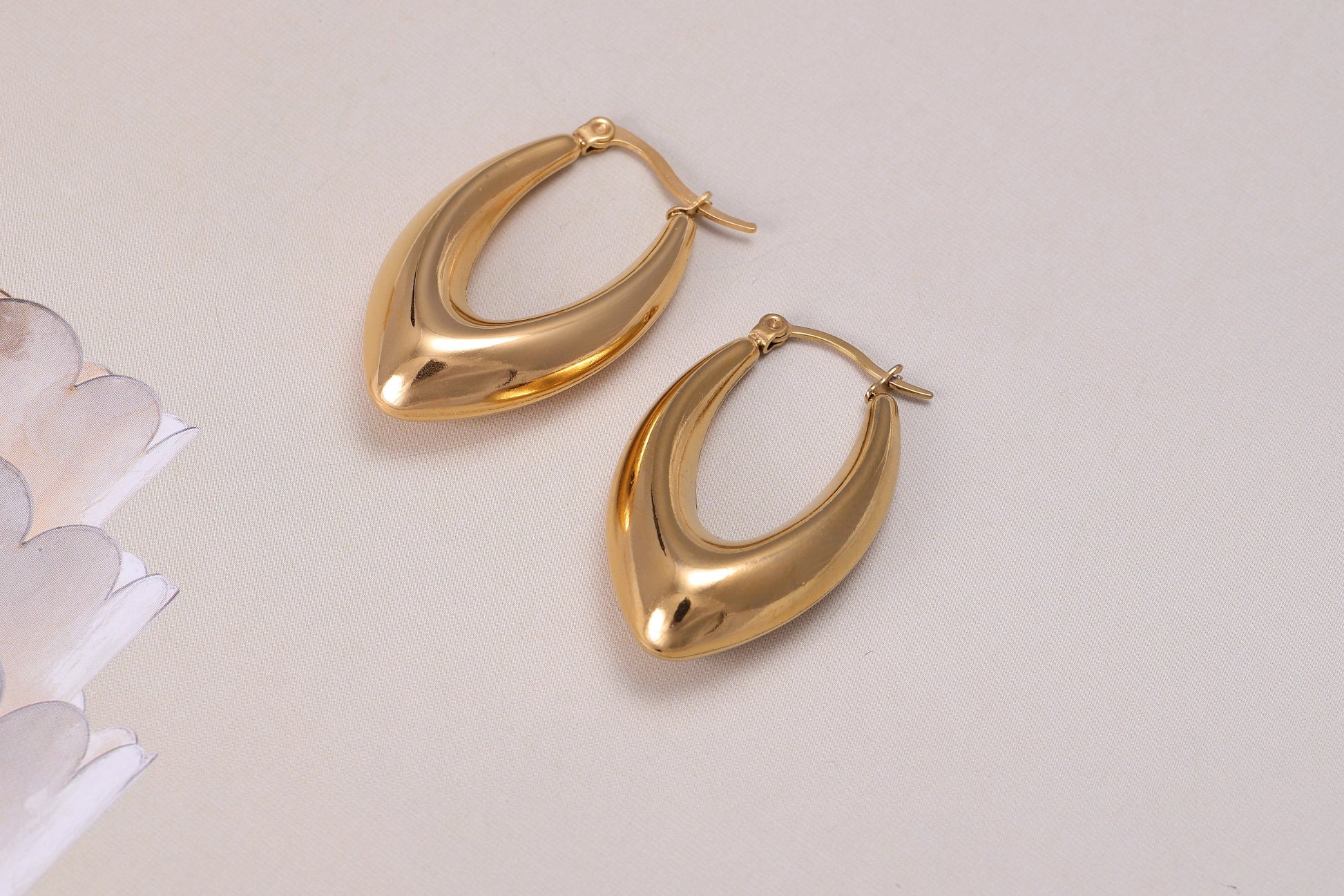 Large Oval Shaped Gold Hoop Earrings, Thick Gold Hoop Earrings, Luxury Earrings, Statement Earrings, Gift For Her