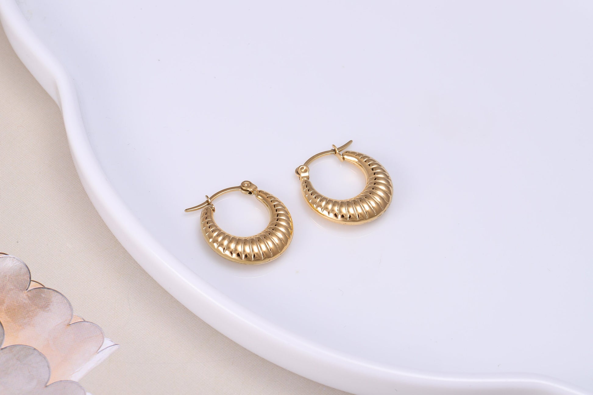 Woven Gold Hoop Earrings, Thick Gold Hoop Earrings, Luxury Earrings, Statement Earrings, Wedding Jewellery, Girlfriend Gift